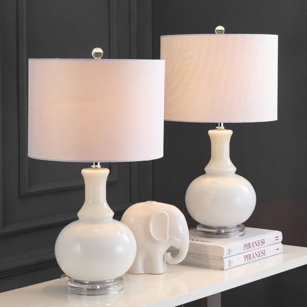 Safavieh FRANNY Table Lamp - Elegant Off-White Glass Accent for Stylish Lighting in Any Room Decor LIT4394A-SET2