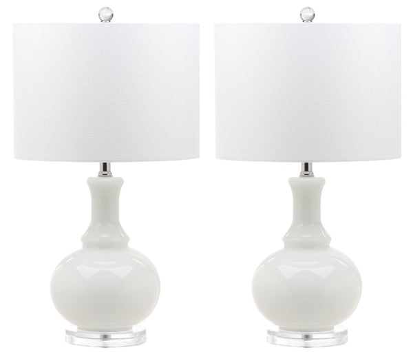 Safavieh FRANNY Table Lamp - Elegant Off-White Glass Accent for Stylish Lighting in Any Room Decor LIT4394A-SET2