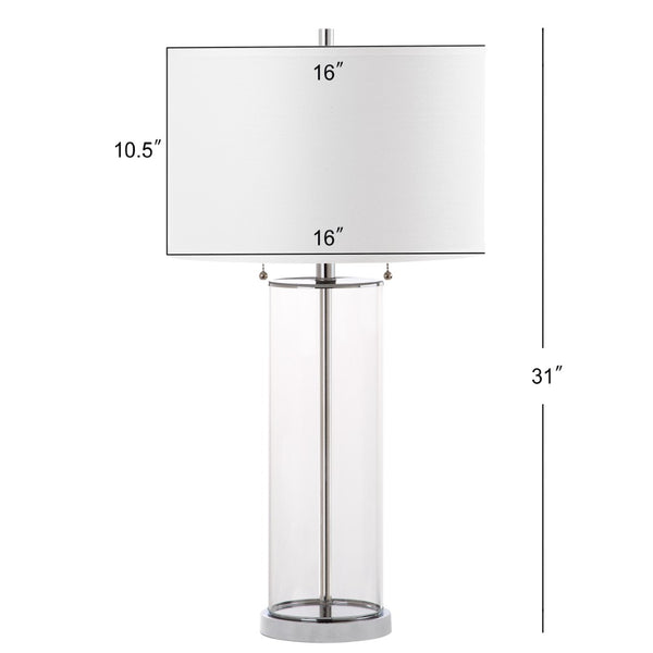 Safavieh VELMA Table Lamp - Elegant Clear Glass Base with Soft Off-White Shade for Modern Home Décor LIT4395A-SET2