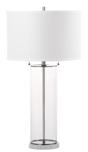 Safavieh VELMA Table Lamp - Elegant Clear Glass Base with Soft Off-White Shade for Modern Home Décor LIT4395A-SET2
