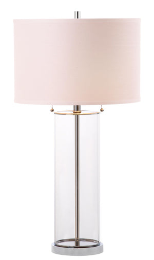 Safavieh VELMA Table Lamp - Elegant Clear Glass Base with Soft Off-White Shade for Modern Home Décor LIT4395A-SET2