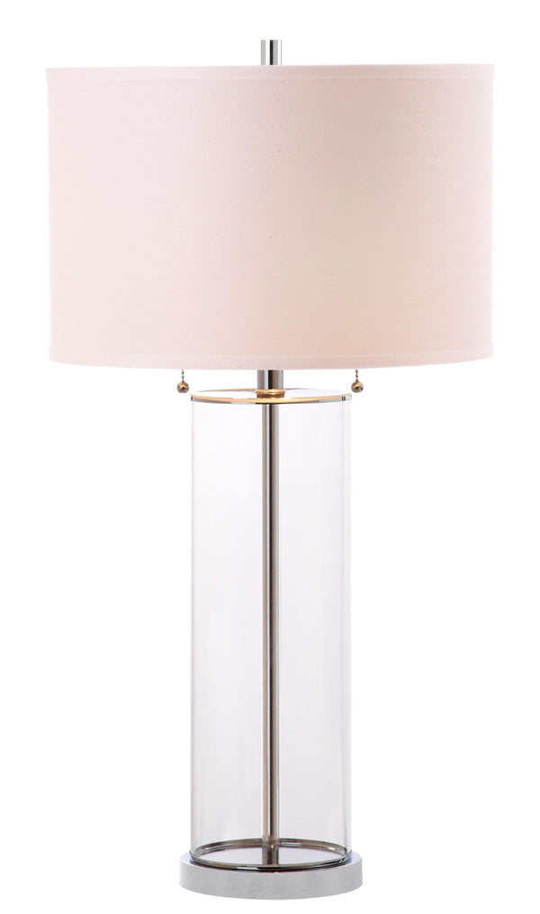 Safavieh VELMA Table Lamp - Elegant Clear Glass Base with Soft Off-White Shade for Modern Home Décor LIT4395A-SET2