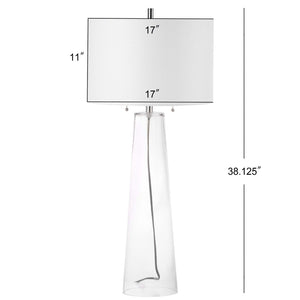 Safavieh MYRTLE Table Lamp - Clear Glass Base & Off-White Shade for Modern Living Room & Bedroom Ambiance LIT4396A-SET2