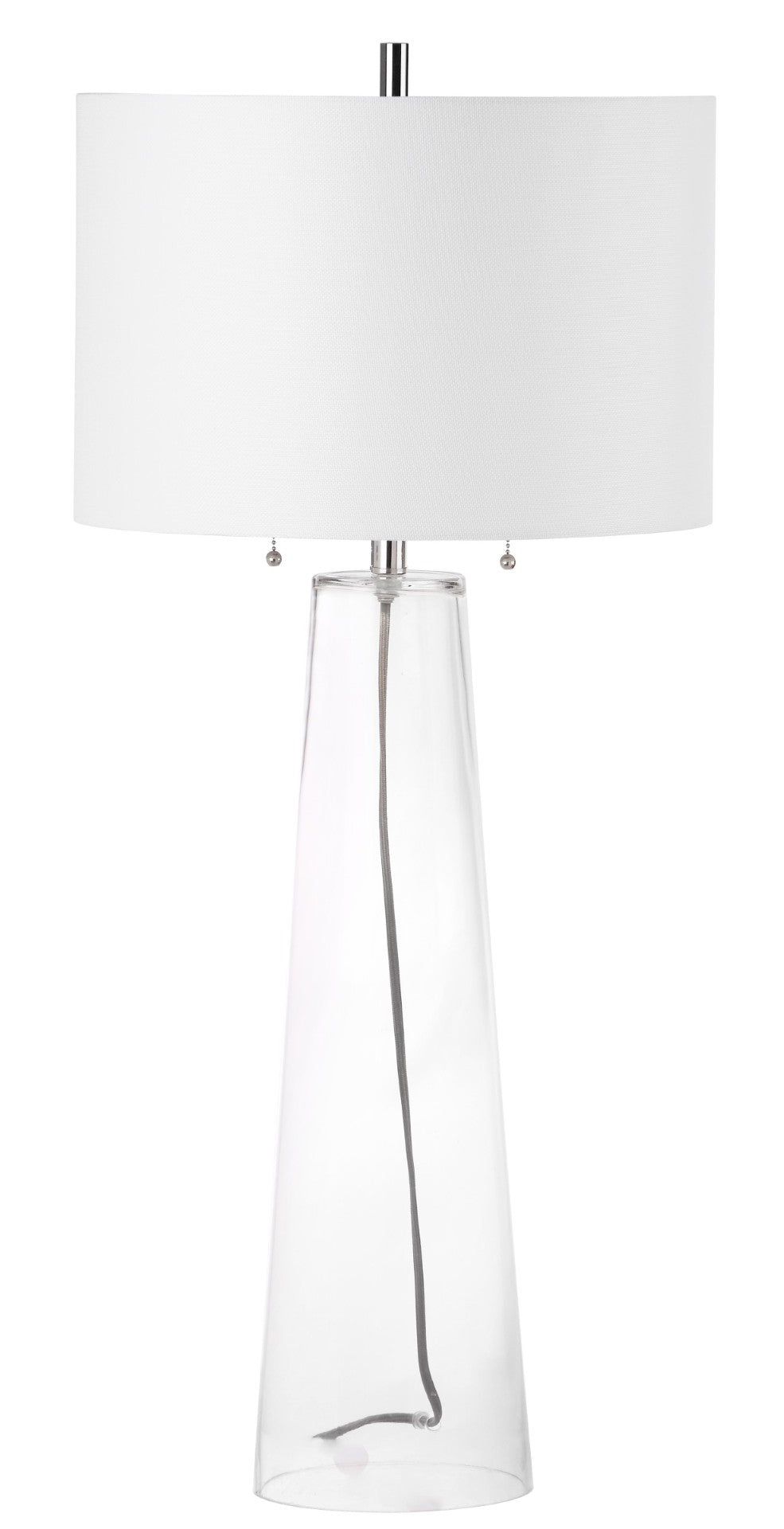 Safavieh MYRTLE Table Lamp - Clear Glass Base & Off-White Shade for Modern Living Room & Bedroom Ambiance LIT4396A-SET2
