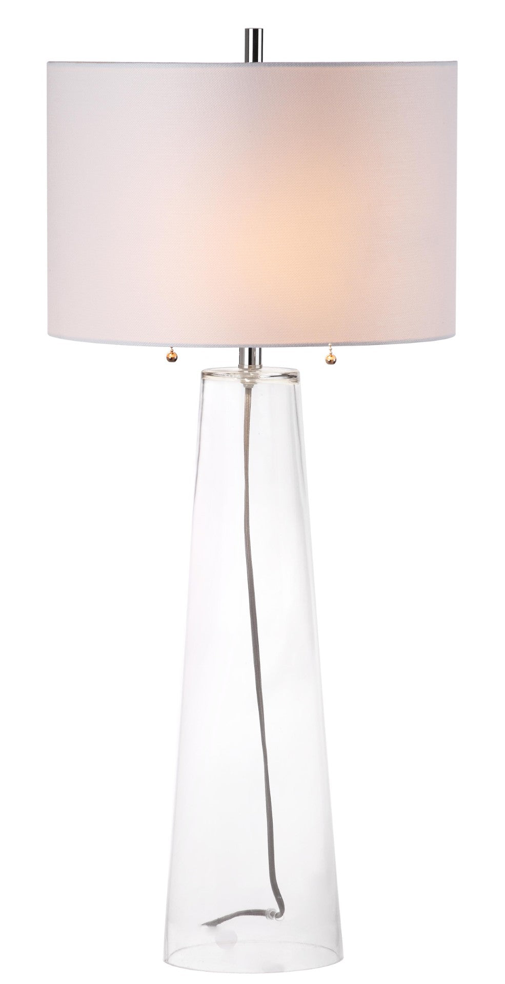 Safavieh MYRTLE Table Lamp - Clear Glass Base & Off-White Shade for Modern Living Room & Bedroom Ambiance LIT4396A-SET2