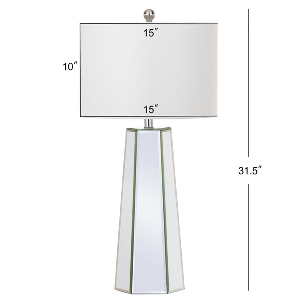 Safavieh JANICE Table Lamp - Clear Mirror Base & Off-White Shade for Elegant Ambient Lighting in Any Room LIT4397A-SET2