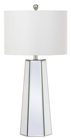 Safavieh JANICE Table Lamp - Clear Mirror Base & Off-White Shade for Elegant Ambient Lighting in Any Room LIT4397A-SET2