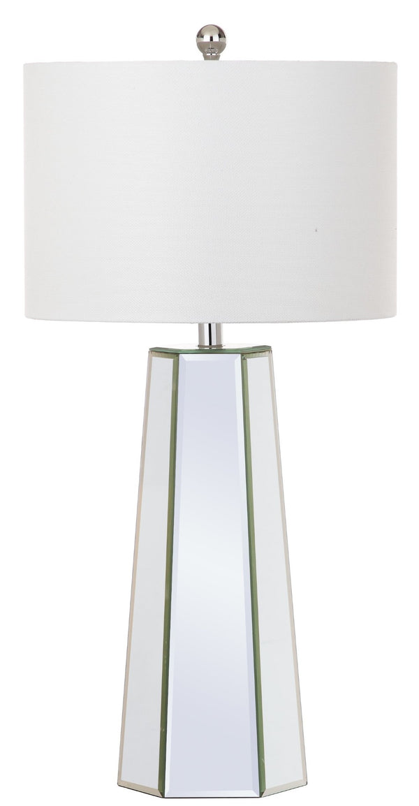 Safavieh JANICE Table Lamp - Clear Mirror Base & Off-White Shade for Elegant Ambient Lighting in Any Room LIT4397A-SET2