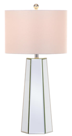 Safavieh JANICE Table Lamp - Clear Mirror Base & Off-White Shade for Elegant Ambient Lighting in Any Room LIT4397A-SET2