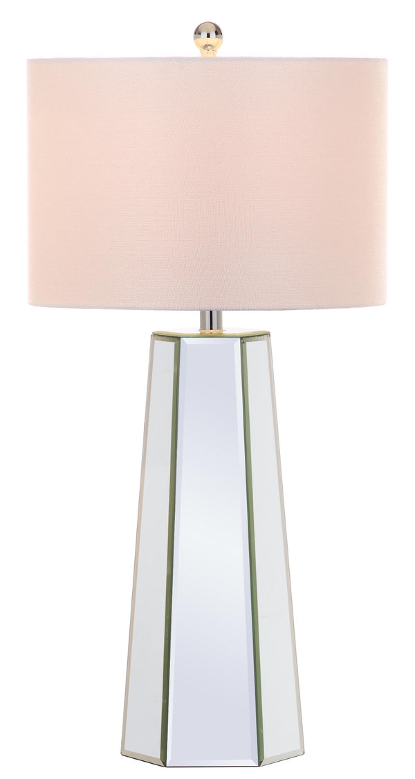 Safavieh JANICE Table Lamp - Clear Mirror Base & Off-White Shade for Elegant Ambient Lighting in Any Room LIT4397A-SET2