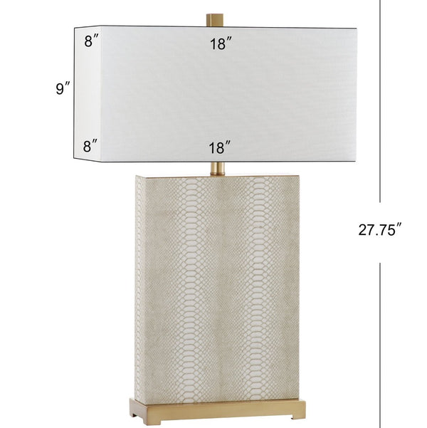 Safavieh JOYCE Table Lamp – Elegant Modern Design with Soft Ambient Light for Stylish Home Decor Enhancement Cream Faux Snakeskin LIT4402G-SET2