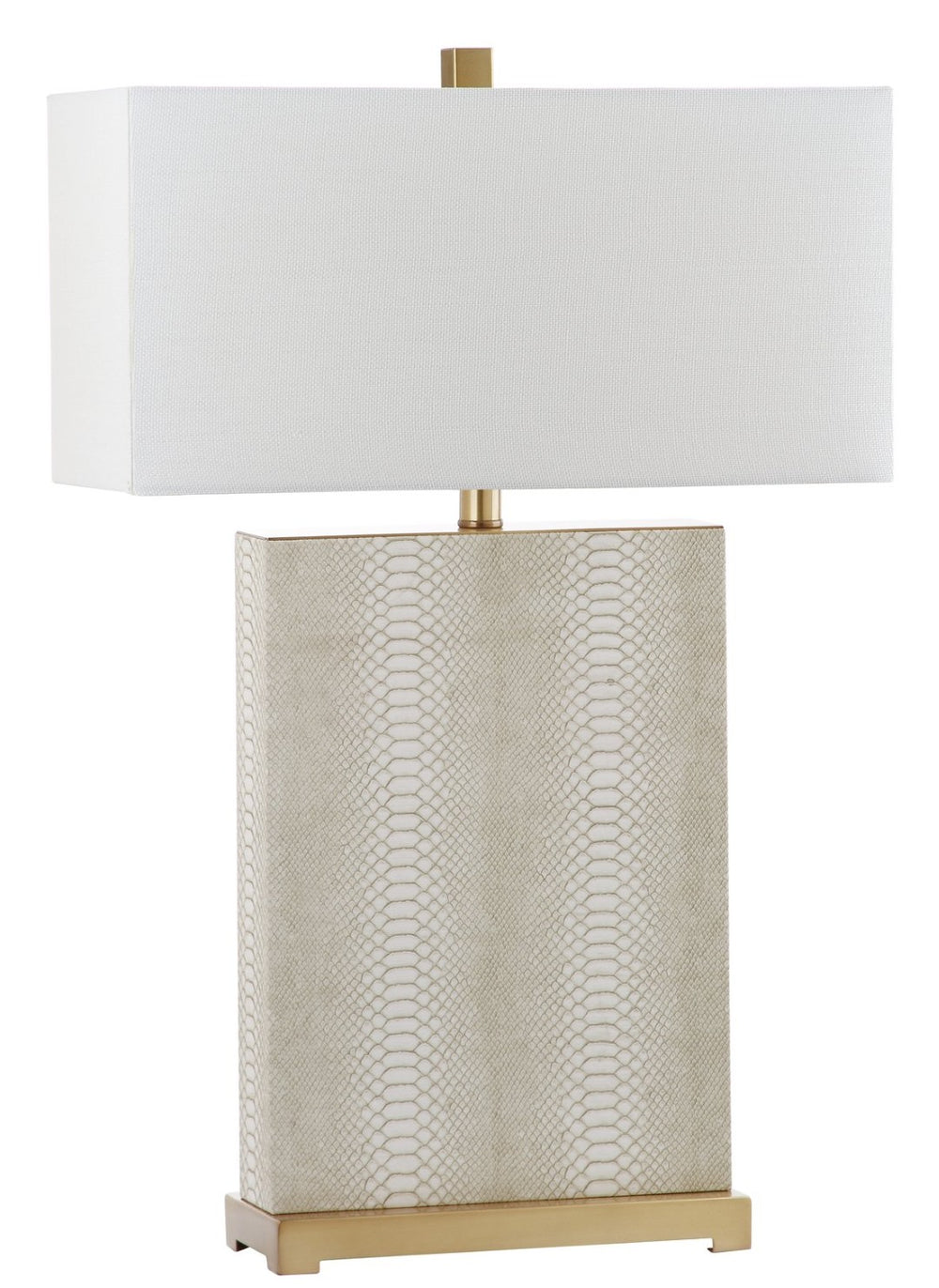 Safavieh JOYCE Table Lamp – Elegant Modern Design with Soft Ambient Light for Stylish Home Decor Enhancement Cream Faux Snakeskin LIT4402G-SET2