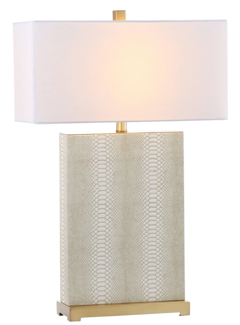 Safavieh JOYCE Table Lamp – Elegant Modern Design with Soft Ambient Light for Stylish Home Decor Enhancement Cream Faux Snakeskin LIT4402G-SET2