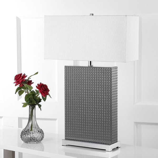 Safavieh JOYCE Table Lamp – Elegant Modern Design with Soft Ambient Light for Stylish Home Decor Enhancement Grey Woven LIT4402J-SET2