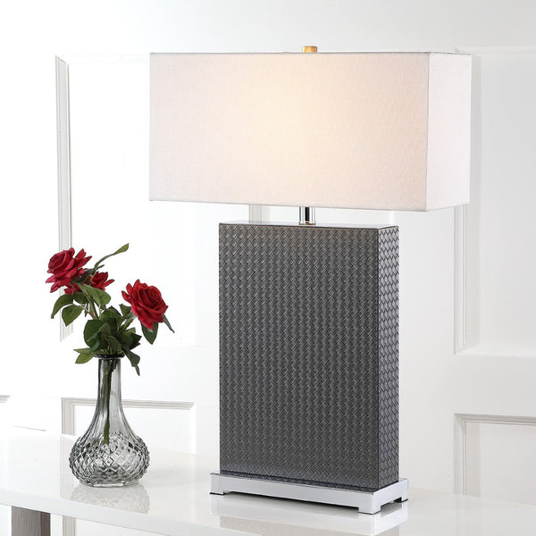 Safavieh JOYCE Table Lamp – Elegant Modern Design with Soft Ambient Light for Stylish Home Decor Enhancement Grey Woven LIT4402J-SET2