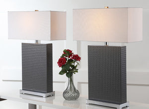 Safavieh JOYCE Table Lamp – Elegant Modern Design with Soft Ambient Light for Stylish Home Decor Enhancement Grey Woven LIT4402J-SET2
