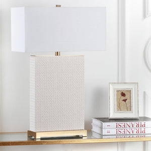Safavieh JOYCE Table Lamp – Elegant Modern Design with Soft Ambient Light for Stylish Home Decor Enhancement Cream Woven LIT4402L-SET2
