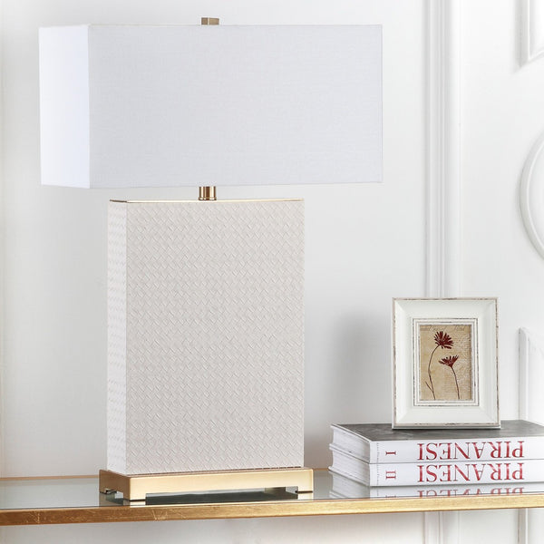Safavieh JOYCE Table Lamp – Elegant Modern Design with Soft Ambient Light for Stylish Home Decor Enhancement Cream Woven LIT4402L-SET2