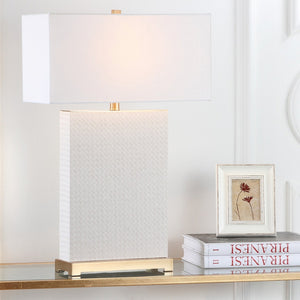 Safavieh JOYCE Table Lamp – Elegant Modern Design with Soft Ambient Light for Stylish Home Decor Enhancement Cream Woven LIT4402L-SET2