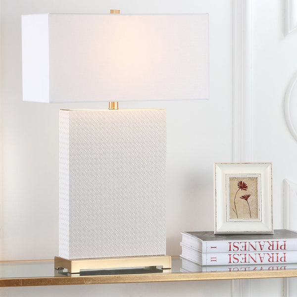 Safavieh JOYCE Table Lamp – Elegant Modern Design with Soft Ambient Light for Stylish Home Decor Enhancement Cream Woven LIT4402L-SET2
