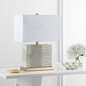 Safavieh DELIA Table Lamp - Contemporary Minimalist Design for Soft Ambient Lighting in Any Space Cream / Brass LIT4403C