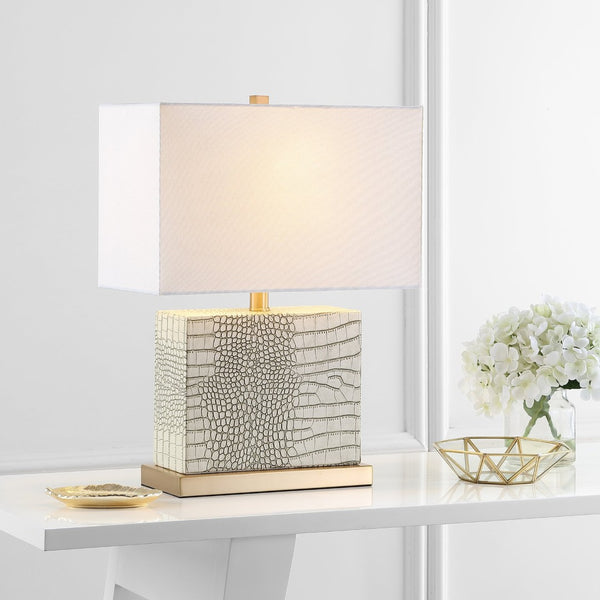 Safavieh DELIA Table Lamp - Contemporary Minimalist Design for Soft Ambient Lighting in Any Space Cream / Brass LIT4403C
