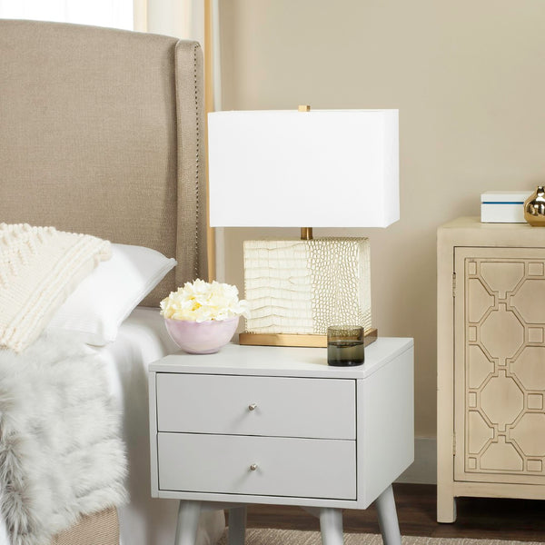 Safavieh DELIA Table Lamp - Contemporary Minimalist Design for Soft Ambient Lighting in Any Space Cream / Brass LIT4403C