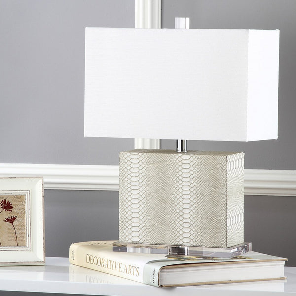 Safavieh DELIA Table Lamp in Cream - Contemporary Design with Clear Accents for Soft Ambient Lighting LIT4403G