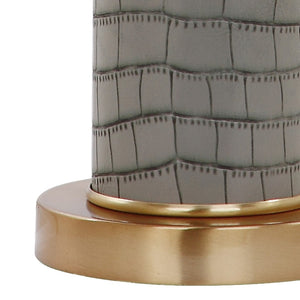 Safavieh OLLIE Table Lamp – Stylish Textured Lighting for Home, Office or Bedroom – Durable and Elegant Design Grey Faux Alligator LIT4404A-SET2