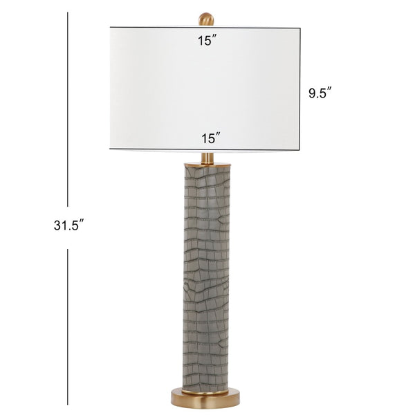 Safavieh OLLIE Table Lamp – Stylish Textured Lighting for Home, Office or Bedroom – Durable and Elegant Design Grey Faux Alligator LIT4404A-SET2