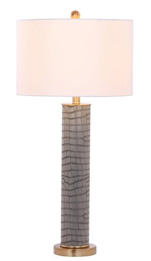 Safavieh OLLIE Table Lamp – Stylish Textured Lighting for Home, Office or Bedroom – Durable and Elegant Design Grey Faux Alligator LIT4404A-SET2