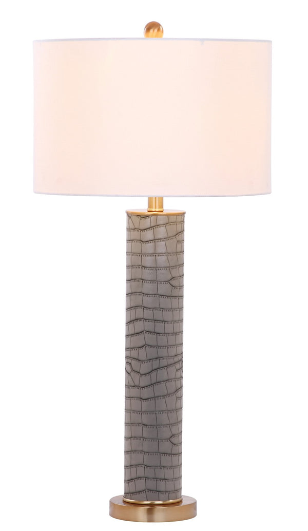 Safavieh OLLIE Table Lamp – Stylish Textured Lighting for Home, Office or Bedroom – Durable and Elegant Design Grey Faux Alligator LIT4404A-SET2