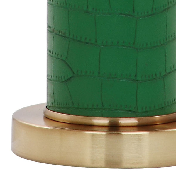 Safavieh OLLIE Table Lamp – Stylish Textured Lighting for Home, Office or Bedroom – Durable and Elegant Design Dark Green Faux Alligator LIT4404B-SET2