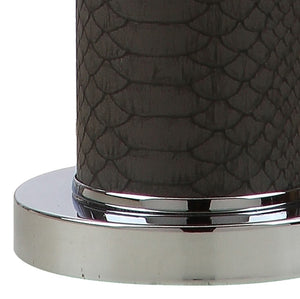 Safavieh OLLIE Table Lamp – Stylish Textured Lighting for Home, Office or Bedroom – Durable and Elegant Design Grey Faux Snakeskin LIT4404E-SET2
