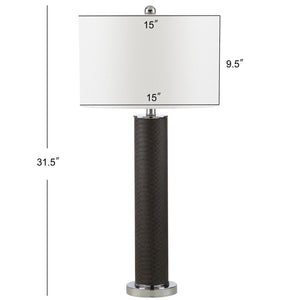 Safavieh OLLIE Table Lamp – Stylish Textured Lighting for Home, Office or Bedroom – Durable and Elegant Design Grey Faux Snakeskin LIT4404E-SET2