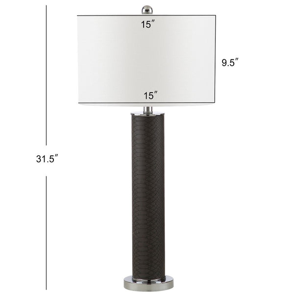 Safavieh OLLIE Table Lamp – Stylish Textured Lighting for Home, Office or Bedroom – Durable and Elegant Design Grey Faux Snakeskin LIT4404E-SET2