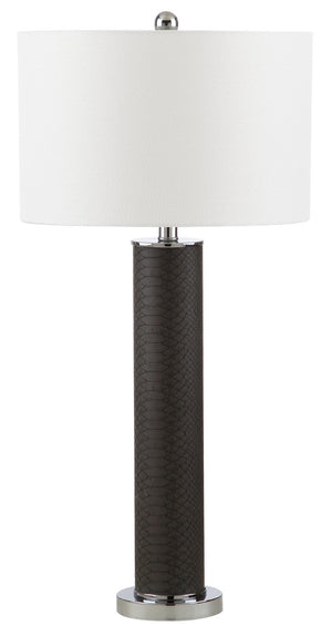 Safavieh OLLIE Table Lamp – Stylish Textured Lighting for Home, Office or Bedroom – Durable and Elegant Design Grey Faux Snakeskin LIT4404E-SET2