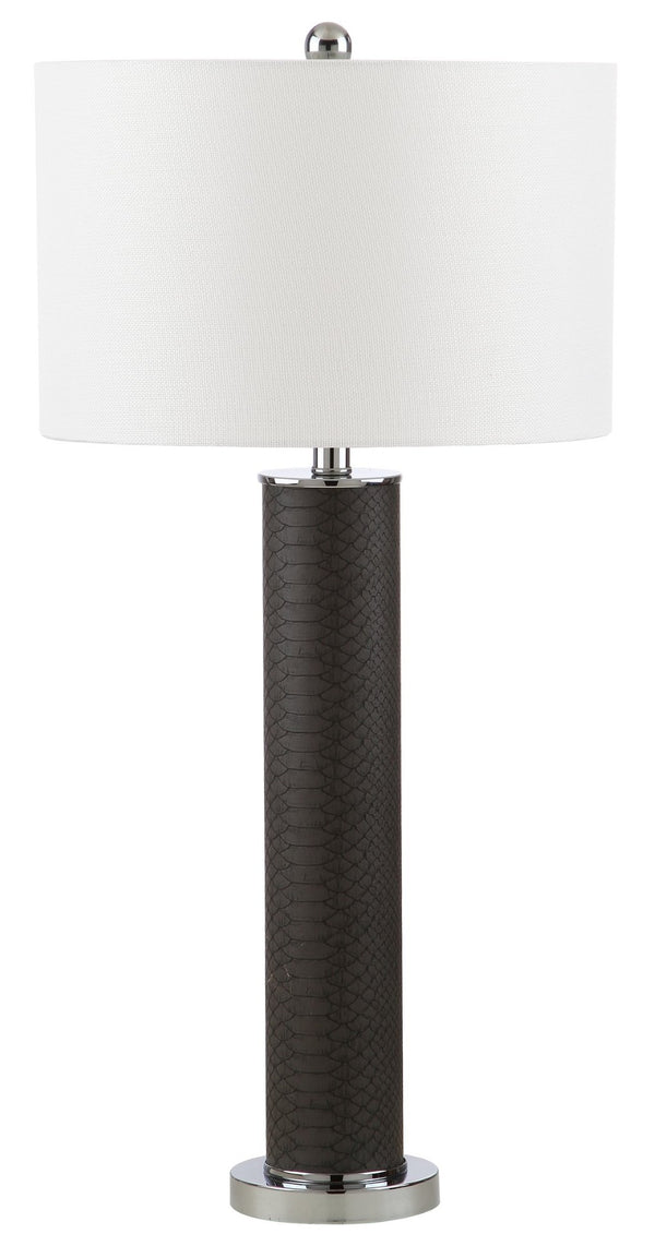 Safavieh OLLIE Table Lamp – Stylish Textured Lighting for Home, Office or Bedroom – Durable and Elegant Design Grey Faux Snakeskin LIT4404E-SET2