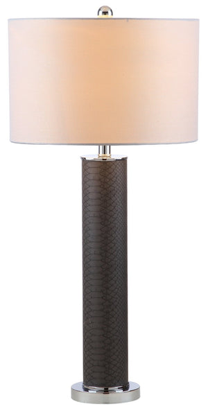 Safavieh OLLIE Table Lamp – Stylish Textured Lighting for Home, Office or Bedroom – Durable and Elegant Design Grey Faux Snakeskin LIT4404E-SET2