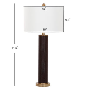 Safavieh OLLIE Table Lamp – Stylish Textured Lighting for Home, Office or Bedroom – Durable and Elegant Design Brown Faux Snakeskin LIT4404H-SET2
