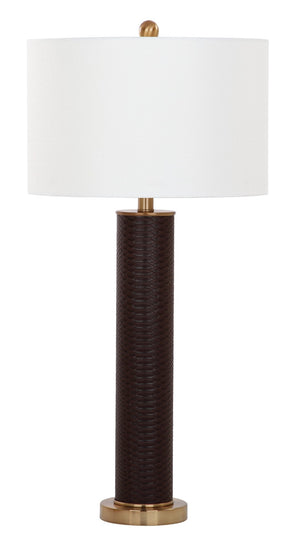 Safavieh OLLIE Table Lamp – Stylish Textured Lighting for Home, Office or Bedroom – Durable and Elegant Design Brown Faux Snakeskin LIT4404H-SET2