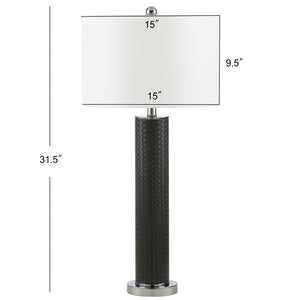 Safavieh OLLIE Table Lamp – Stylish Textured Lighting for Home, Office or Bedroom – Durable and Elegant Design Grey Woven LIT4404J-SET2