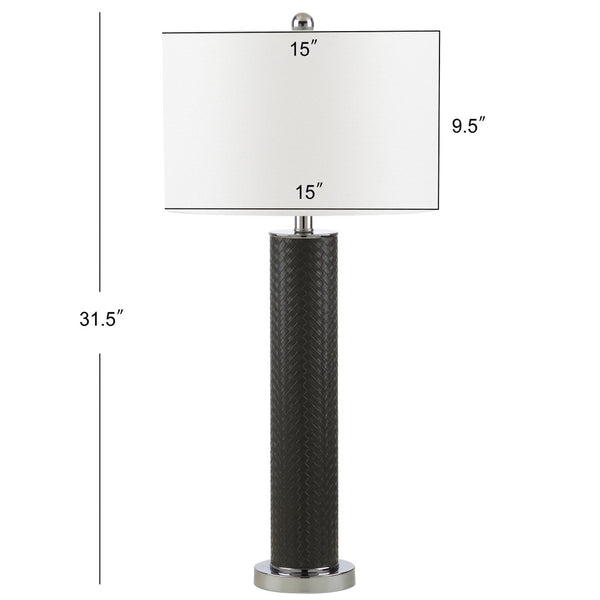 Safavieh OLLIE Table Lamp – Stylish Textured Lighting for Home, Office or Bedroom – Durable and Elegant Design Grey Woven LIT4404J-SET2