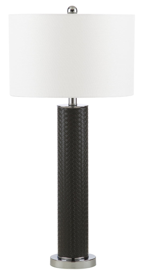 Safavieh OLLIE Table Lamp – Stylish Textured Lighting for Home, Office or Bedroom – Durable and Elegant Design Grey Woven LIT4404J-SET2