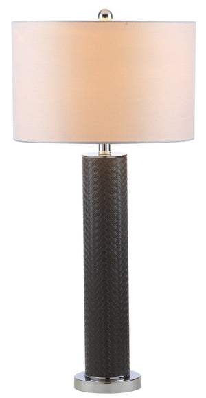 Safavieh OLLIE Table Lamp – Stylish Textured Lighting for Home, Office or Bedroom – Durable and Elegant Design Grey Woven LIT4404J-SET2