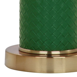 Safavieh OLLIE Table Lamp – Stylish Textured Lighting for Home, Office or Bedroom – Durable and Elegant Design Dark Green Woven LIT4404K-SET2
