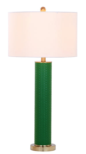 Safavieh OLLIE Table Lamp – Stylish Textured Lighting for Home, Office or Bedroom – Durable and Elegant Design Dark Green Woven LIT4404K-SET2
