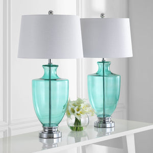 Safavieh DESIREE, Seafoam Glass Table Lamp Set of 2 - 30 Inch Modern Ambiance for Living Room & Bedroom LIT4407A-SET2
