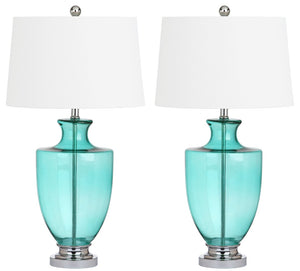 Safavieh DESIREE, Seafoam Glass Table Lamp Set of 2 - 30 Inch Modern Ambiance for Living Room & Bedroom LIT4407A-SET2