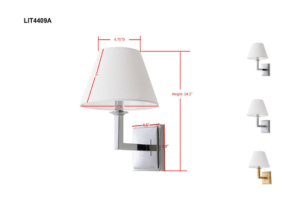 Safavieh PAULINE Wall Sconce - Modern Minimalist Lighting Fixture for Stylish Ambiance in Any Space Chrome LIT4409A-SET2